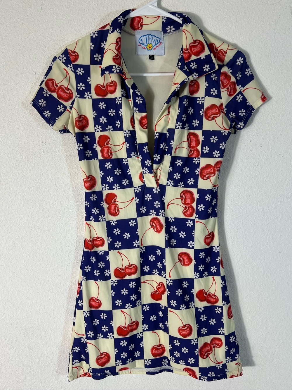 Omighty Cherry Checkerboard Mini Dress